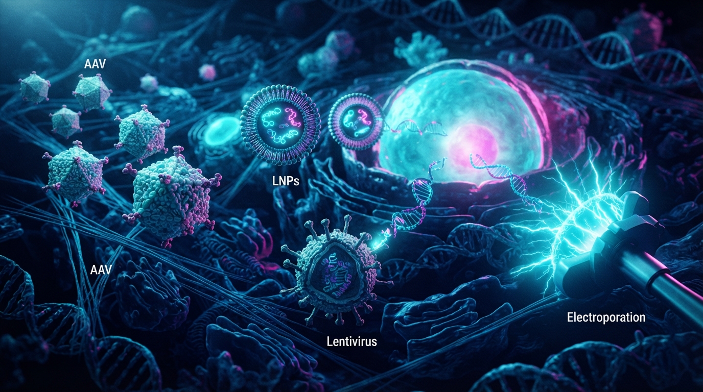 Editorial illustration for Comparing Advanced CRISPR-Cas9 Delivery Systems: Specificity, Immunogenicity, and Clinical Progress