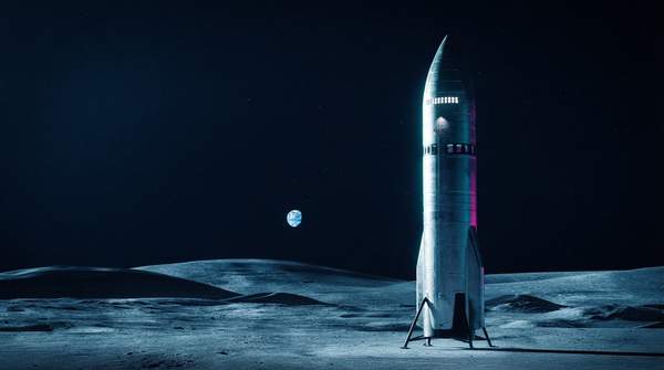 Editorial illustration for Two Landers, One Deadline: How SpaceX and Blue Origin Are Racing Toward Artemis IV's 2028 Lunar Landing