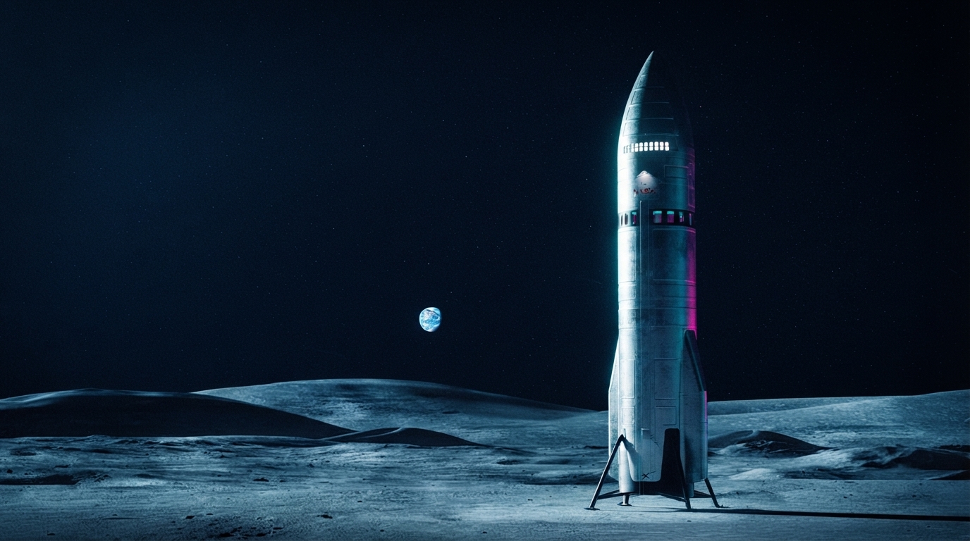 Editorial illustration for Two Landers, One Deadline: How SpaceX and Blue Origin Are Racing Toward Artemis IV's 2028 Lunar Landing
